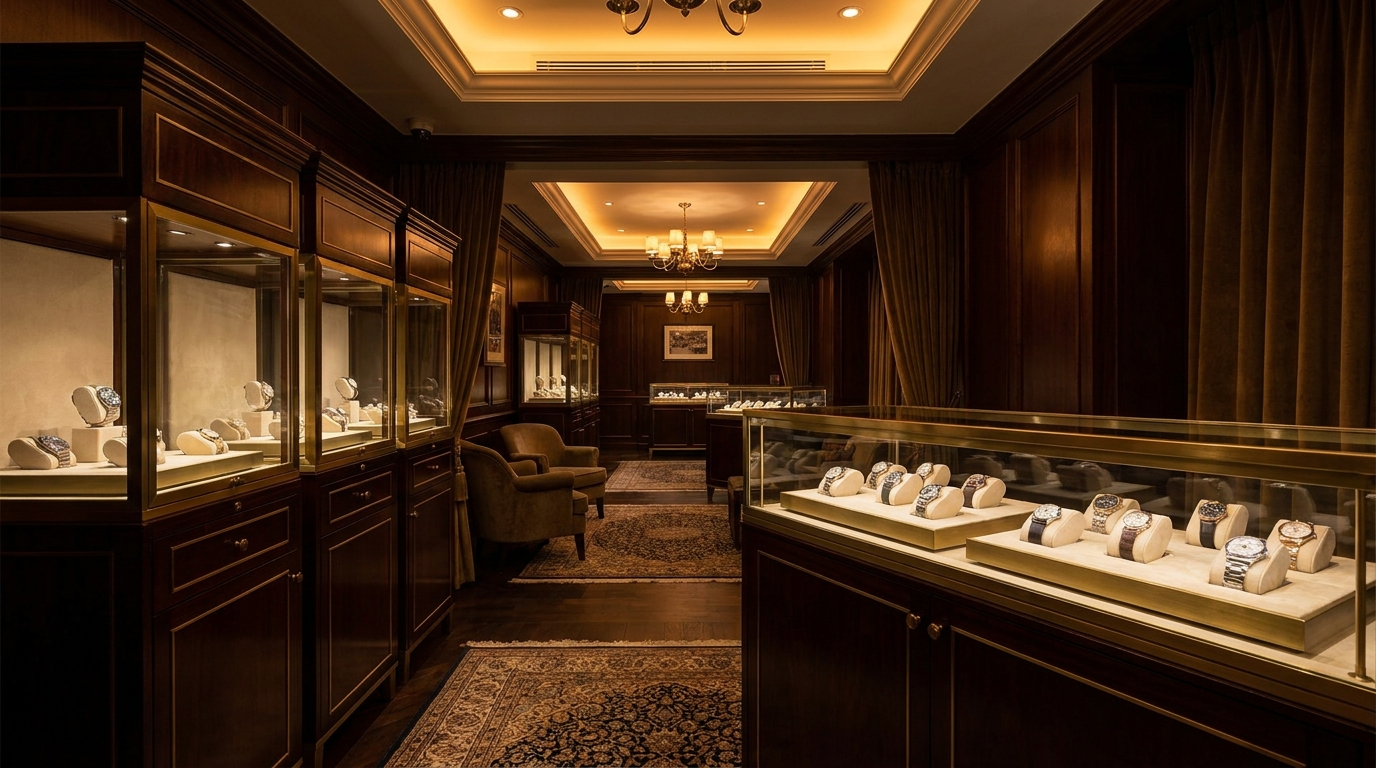 Pristine Watches London boutique interior, Knightsbridge